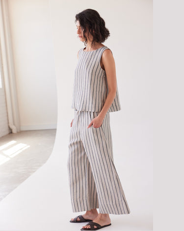 Eva's Sunday : Oliver Pull On Pant - Navy Stripe