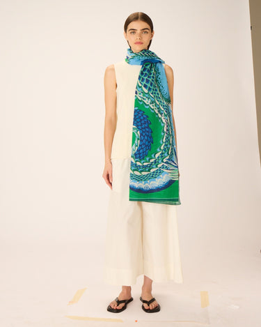 Inoui Editions : Scarf Croco 100 - Green (100 x 190 cm)