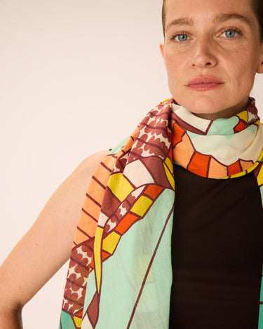 Inoui Editions : Scarf Cerfs Volant 100 - Turquoise (100 x 190 cm)