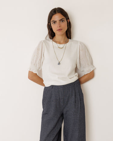 Indi & Cold : Balloon Sleeve Tee - White