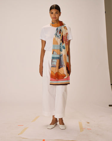 Inoui Editions : Scarf Jardin 100 - Coral (100 x 190 cm)
