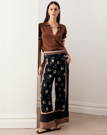 POL : Dahlia Knit Polo - Toffee/Pink