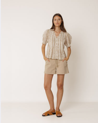 Indi & Cold : Micro Ruffle Shirt - Ecru