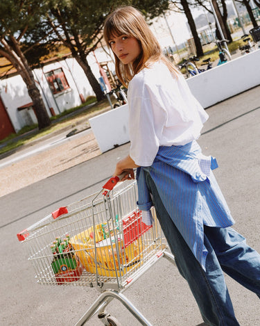 Indi & Cold : Striped Cotton Shirt - Blue