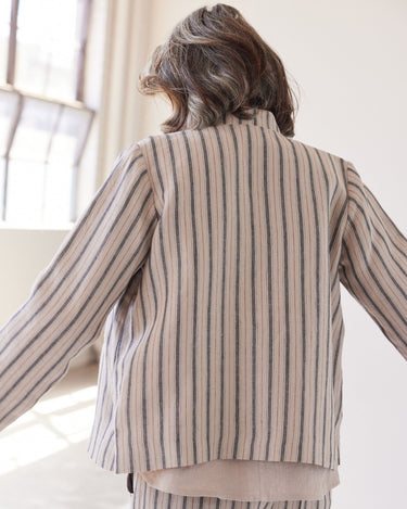 Eva's Sunday : Scout Stand Collar Jacket - Navy Stripe