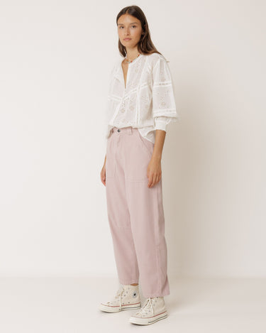 Indi & Cold : Shirt With Schiffli Embroidery - White