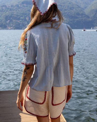 Indi & Cold : Crochet Shorts- Red / Cream