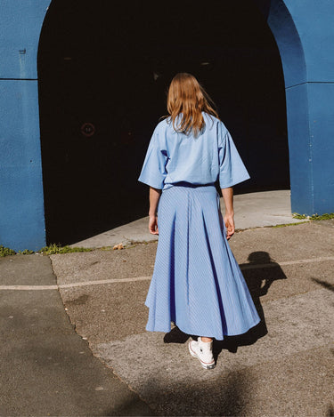 Indi & Cold : Bias Cut Skirt - Blue