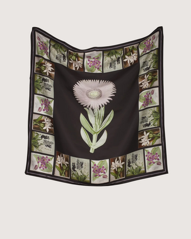 Nancybird :  Silk Scarf - Charcoal Archive Floral