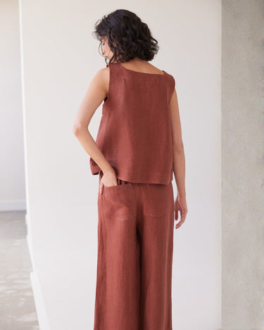 Eva's Sunday : Bowie Wide Leg Pant - Brick