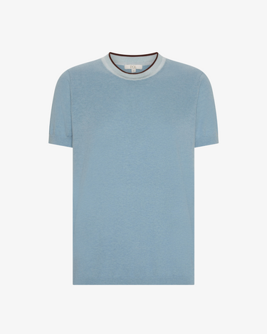 POL : Dillon Tee With Tipping - Blue/Choc