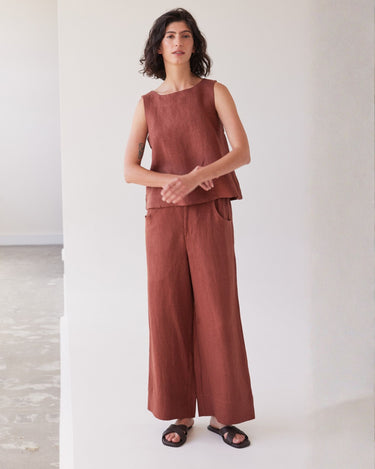 Eva's Sunday : Bowie Wide Leg Pant - Brick