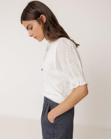 Indi & Cold : Balloon Sleeve Tee - White